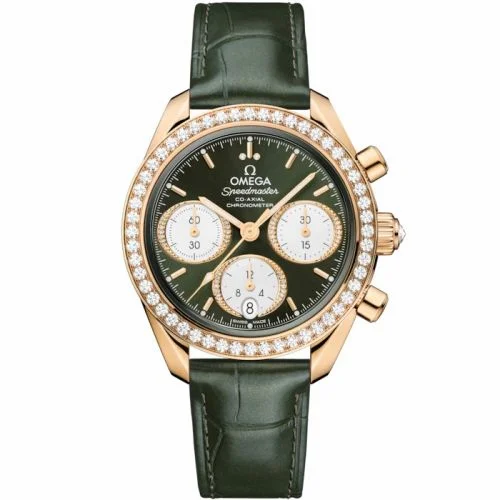 Omega Speedmaster Date 38 Moonshine Gold - Diamond / Green 324.58.38.50.60.001 (32458385060001)